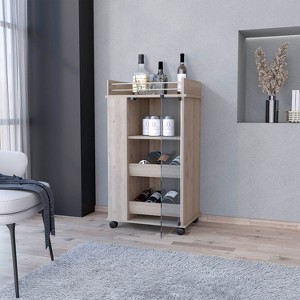 NicBex Mobile Kitchen Island Cart Morden Kitchen Carts on Wheels with Storage with 1 Glass Cabinet Door for Kitchen - 1 of 4
