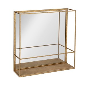 Storied Home Metal Shadowbox Wall Mirror, Gold - 1 of 4