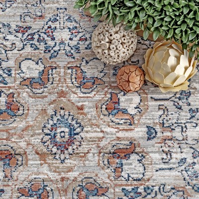 Makenna Beige and Orange Medallion 5' x 7' Area Rug