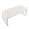 TiramisuBest Contemporary Bench in Silver Metal and Camel Faux Leather, 18.0"L Entryway Bench - 3 of 4