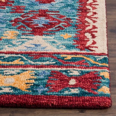 Handmade Aspen Blue Geometric Wool Area Rug - 59"x84"