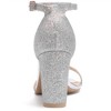Allegra K Women's Glitter Ankle Strap Chunky Heels Sandals - 4 of 4