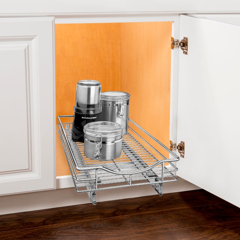 Lynk Professional Slide Out Cabinet Organizer - Pull Out Under Cabinet Sliding Shelf - 11&#34; wide x 21&#34; deep - Chrome, 3 of 12