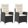 vidaXL Reclining Patio Chairs 2 pcs with Cushions Black Poly Rattan - 2 of 4
