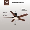 Siljoy 52-in Black Ceiling Fan with LED Light and Remote Control Include (5 Blades) For Bedroom Living Room and kitchen - 3 of 4