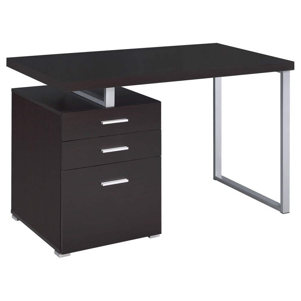 Photos - Office Desk Brennan 3 Drawer  with Reversible Cabinet Cappuccino - Coaster