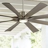 60" Possini Euro Design Modern Indoor Outdoor Ceiling Fan with Light LED Dimmable Remote Brushed Nickel Light Wood Damp Rated Patio Porch - image 2 of 4