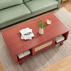 SEVOBAL Coffee Tables Modern Square Coffee Table with Rattan Drawer, Stylish Living Room Centerpiece for Fashioner, Orange, 23.5"*43.7"*15.7" - 2 of 4