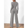Women's 2 Piece Lounge Sets Asymmetrical Long Sleeve T Shirt Wide Leg Pants Casual Outfits Tracksui - 2 of 4