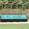 vidaXL Black Patio Furniture Poly Rattan - Blue Cushions -4 Seats - 2 of 4
