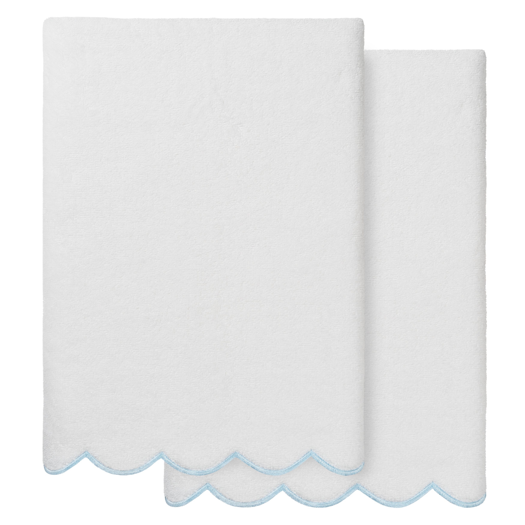 Linum Home Textiles 100% Turkish Cotton ADORNIA Scallop Towel Collection-Blue-2 Pcs Bath Towel