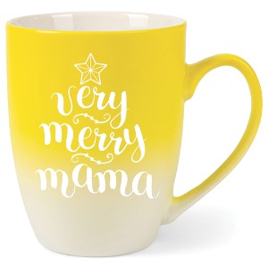 Elanze Designs Very Merry Mama Two Toned Ombre Matte Yellow and White 12 ounce Ceramic Stoneware Coffee Cup Mug - 1 of 4