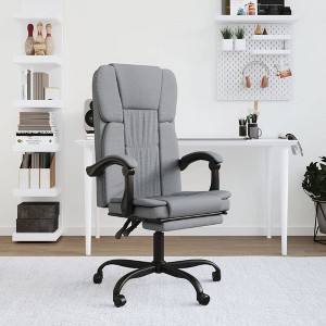 vidaXL Reclining Office Chair Light Gray Fabric - 1 of 4