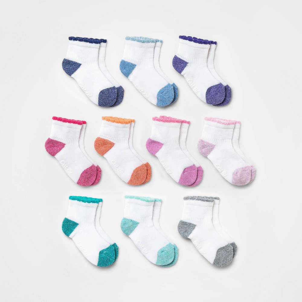 Toddler Girls' 10pk Ankle socks - Cat & Jack 2T-3T, One Color