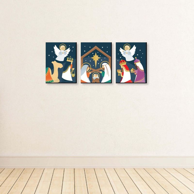 Big Dot of Happiness Holy Nativity - Religious Nursery Wall Art and Manger Scene Christmas Room Decor - 7.5 x 10 inches - Set of 3 Prints, 3 of 8