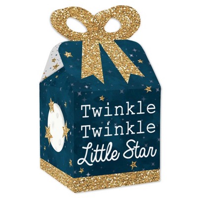 Big Dot of Happiness Twinkle Twinkle Little Star - Square Favor Gift Boxes - Baby Shower or Birthday Party Bow Boxes - Set of 12