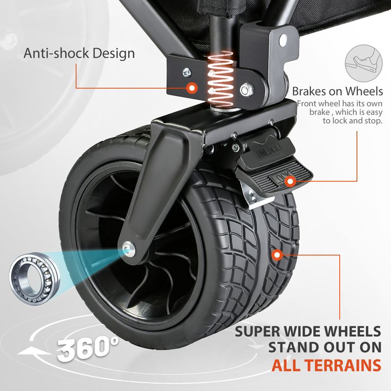 EchoSmile 6.85 cu. ft. Fabric Portable Garden Cart with Adjustable Rolling Wheels in Black, 2 of 8