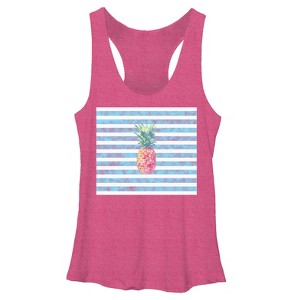 Women's Lost Gods Pineapple Stripes Racerback Tank Top - 1 of 3