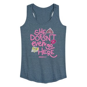 Women's - Mean Girls - She Doesn't Even Go Here Graphic Racerback Tank - 1 of 4
