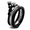 Slickblue Princess Tiara Ring Set, Stainless Steel with Clear CZ, Two-Tone Black & Silver Design, Sizes 5-10 - 3 of 4