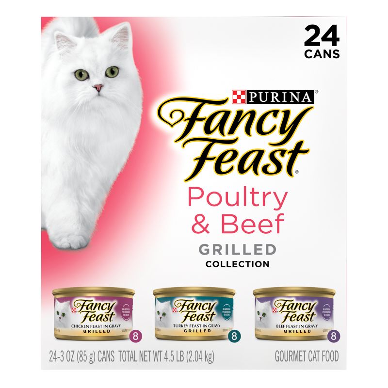 Purina Fancy Feast Grilled Variety Pack with Chicken, Turkey &#38; Beef Flavor Wet Cat Food Cans - 3oz/24ct, 6 of 11
