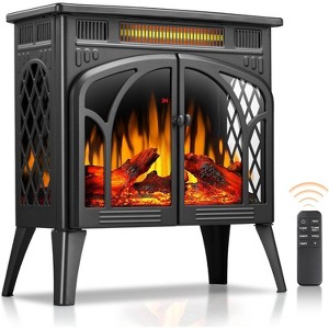ZAFRO Electric Fireplace with Remote,24" Portable Infrared Fireplace Stove with Multiple 3D Flame, Adjustable Temp & Brightness,Timer 5100BTU Black - 1 of 4