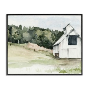Stupell Industries Quiet Countryside Farmhouse Cottage Green Pasture Framed Giclee Art, Black, 20" x 16" - 1 of 4