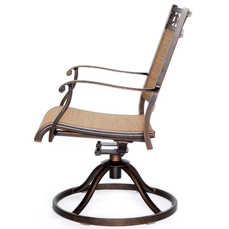 Aluminum Sling Swivel Rocker Chair - Tan - WELLFOR, 4 of 11