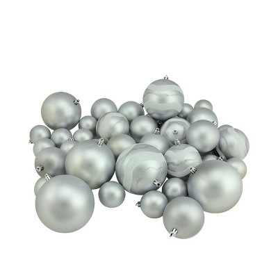 Northlight 39ct Shatterproof Matte and Glitter Christmas Ball Ornament Set 4" - Silver