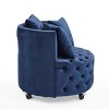 SEVOBAL Sofas Velvet Upholstered Swivel Chair with Button Tufting and Movable Wheels for Living Room Bedroom, Blue, 30.5"*30.5"*14.75" - 4 of 4
