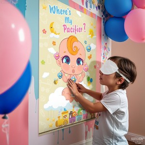 KatchOn, Pin the Pacifier Baby Shower Game Poster - 32x21 Inch, Pack of 54 | Where is My Pacifier Poster, Baby Shower Decorations - 1 of 4