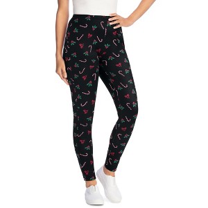 Woman Within Tall Stretch-Cotton Knit Pull-On Printed Leggings - 1 of 4