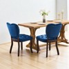 Mshliw Set of 2 Vintage Velvet Tufted Dining Chairs with High Back, Upholstered Fabric Side Chairs with Solid Rubberwood Legs and Rivet Trim - 3 of 4