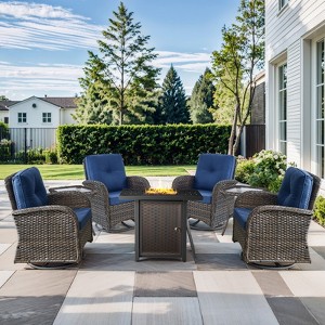 Gymojoy 7 Pieces Swivel Chair with Propane Fire Pit Table - 1 of 4