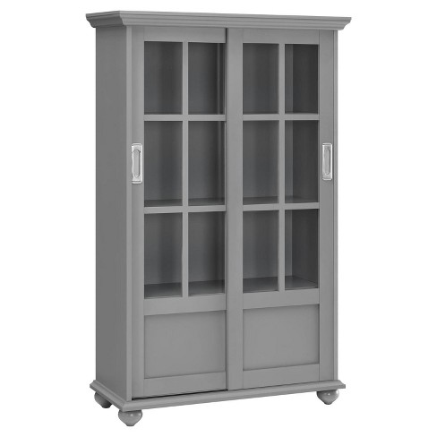 Capewood Bookcase With Sliding Glass Doors 51 Soft Gray Room