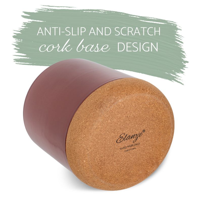 Elanze Designs Glossy X-Large Ceramic Stoneware Cork Bottom Kitchen Utensil Holder, Red, 3 of 6