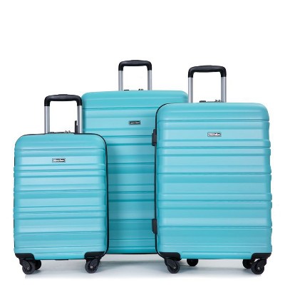 Expandable 3 Piece Luggage Sets PC Lightweight & Durable Suitcase with Two Hooks, Spinner Wheels, TSA Lock, (21/25/29) Peach