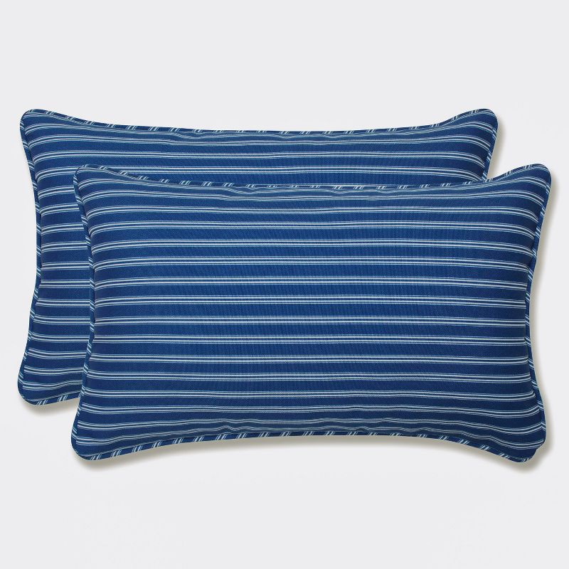 2pk Resort Stripe Rectangular Throw Pillows Blue - Pillow Perfect, 1 of 6