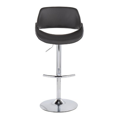 Set of 2 Fabrico Swivel Adjustable Barstools in Gray and Chrome