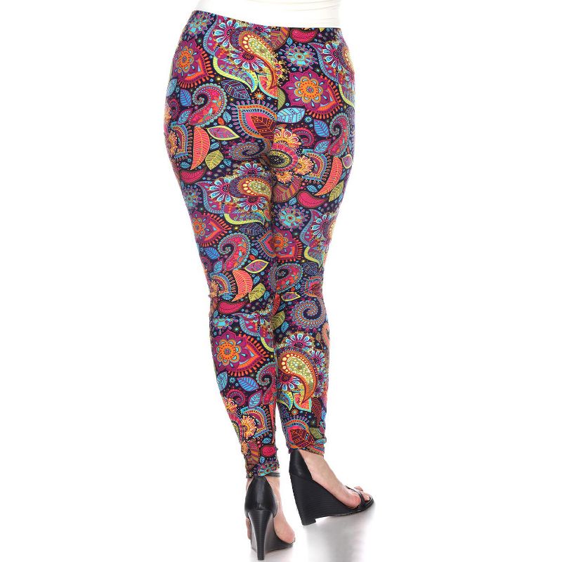 Women's Plus Size Printed Leggings - One Size Fits Most Plus - White Mark, 3 of 4