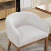 ORRD Mid-Century Upholstered Barrel Chairs w/Arms, Linen, Natural Hardwood, 19" W, Kitchen/Living, Single, Beige - 3 of 4