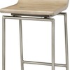 HomeRoots 25" Natural and Silver Solid Wood and Iron Low Back Counter Height Bar Chair - 4 of 4
