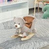 Qaba Kids Rocking Horse, Bear-Shaped Plush Ride on Horse with Sound, Wooden Base & Safety Belt for 18-36 Months, Gray - 2 of 4