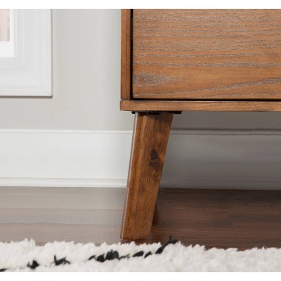 Reid Mid-Century Vertical 4-Drawer Walnut Chest with Bronze Hardware