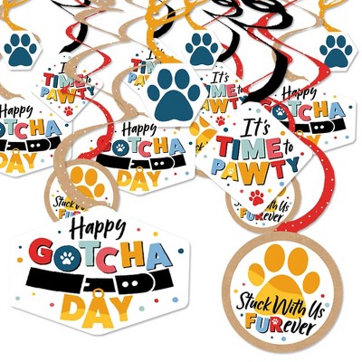 Big Dot of Happiness Happy Gotcha Day - Dog and Cat Pet Adoption Party Hanging Decor - Party Decoration Swirls - Set of 40