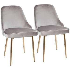 Set of 2 Dining Chairs LumiSource Silver Gold: Velvet Upholstery, Chrome-Plated Legs, Floor Protectors - 1 of 4