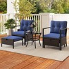 Costway 5 PCS Outdoor Furniture Set Rattan Chairs & Ottomans with Glass Topped Coffee Table Off White/Black/Navy/Gray - 4 of 4