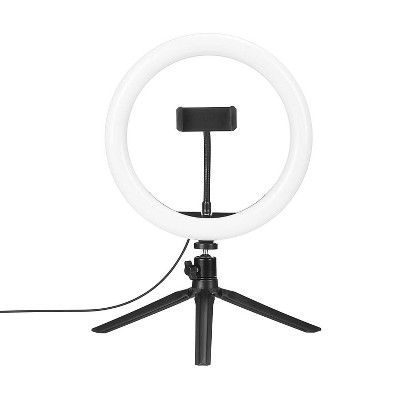 Globe Electric 10 LED Integrated Ring Light with Tripod Stand and Phone Holder
