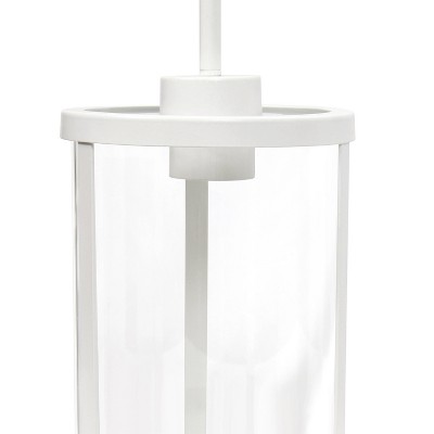 Farmhouse Chic 55" White Metal & Clear Glass Adjustable Pendant Light