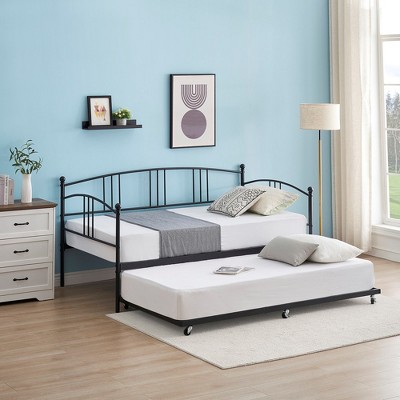 Whizmax Daybed and Trundle Frame Set, Premium Steel Slat Support, Daybed and Roll Out Trundle Accommodate